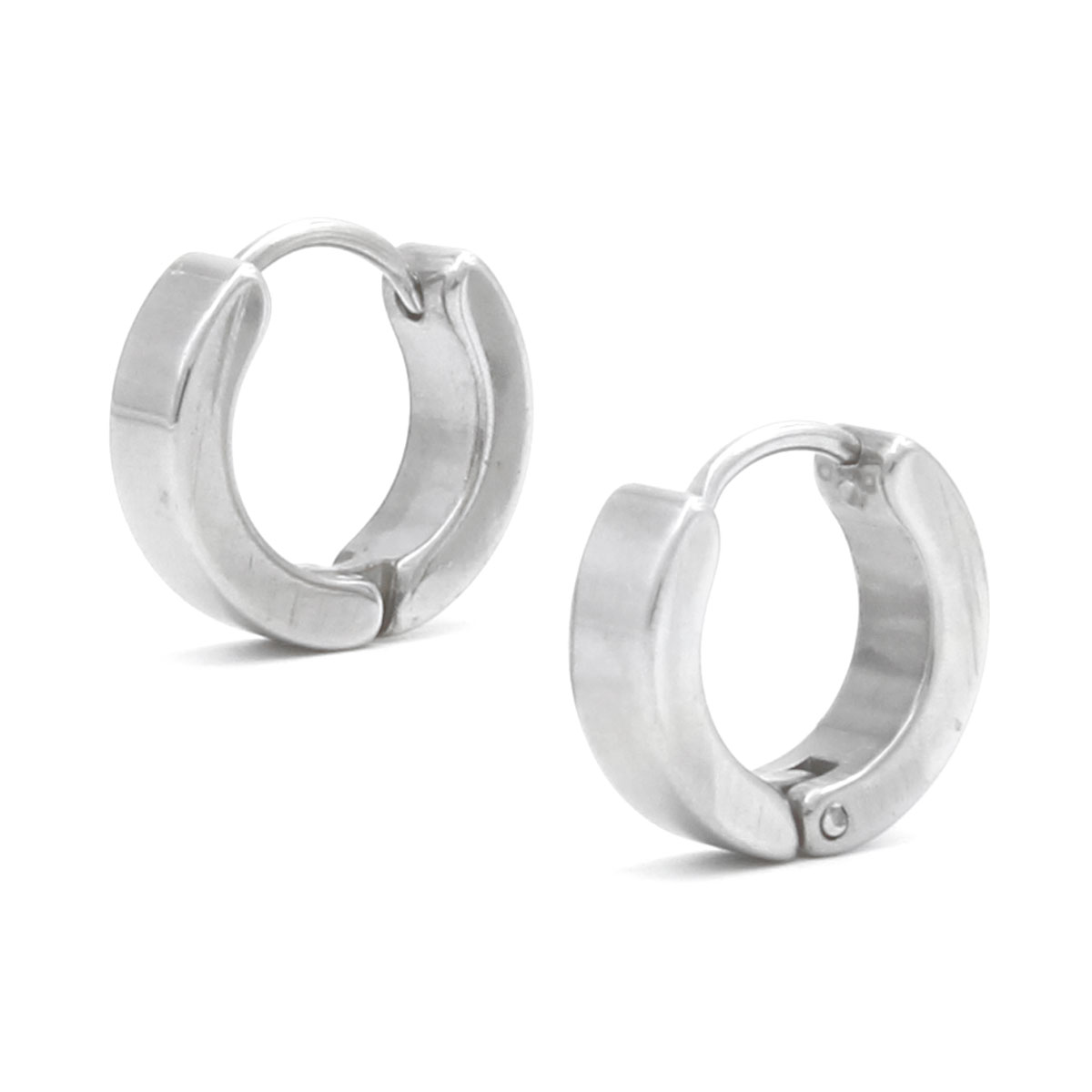 Aretes Tipo Huggies Acero Inox Plateado Arracadas Lisas 2