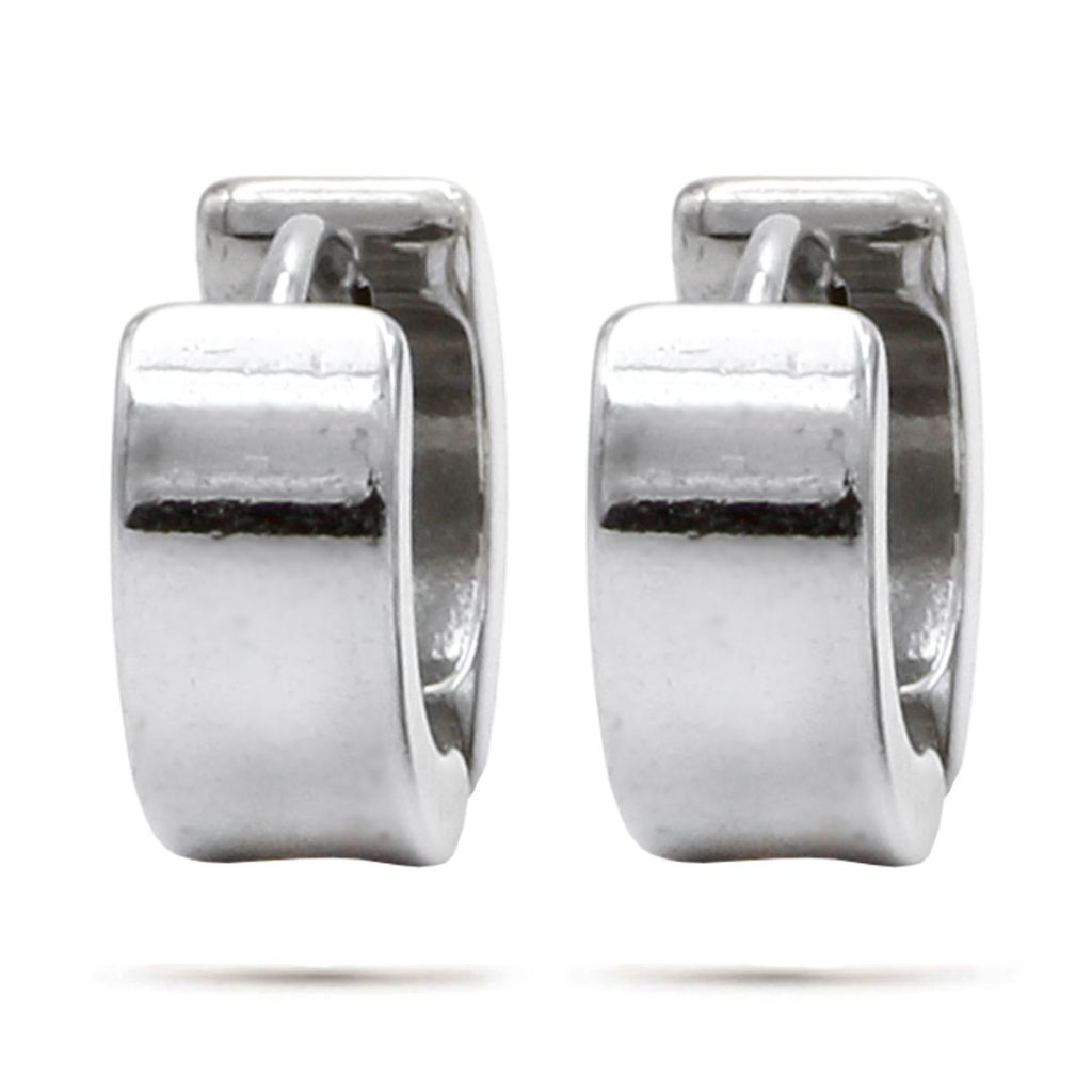 Aretes Tipo Huggies Acero Plateado Arracadas Anchas Lisas