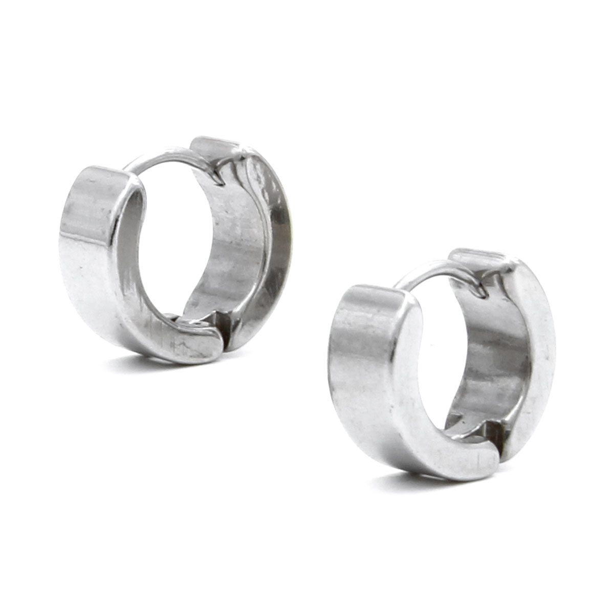Aretes Tipo Huggies Acero Plateado Arracadas Anchas Lisas 2