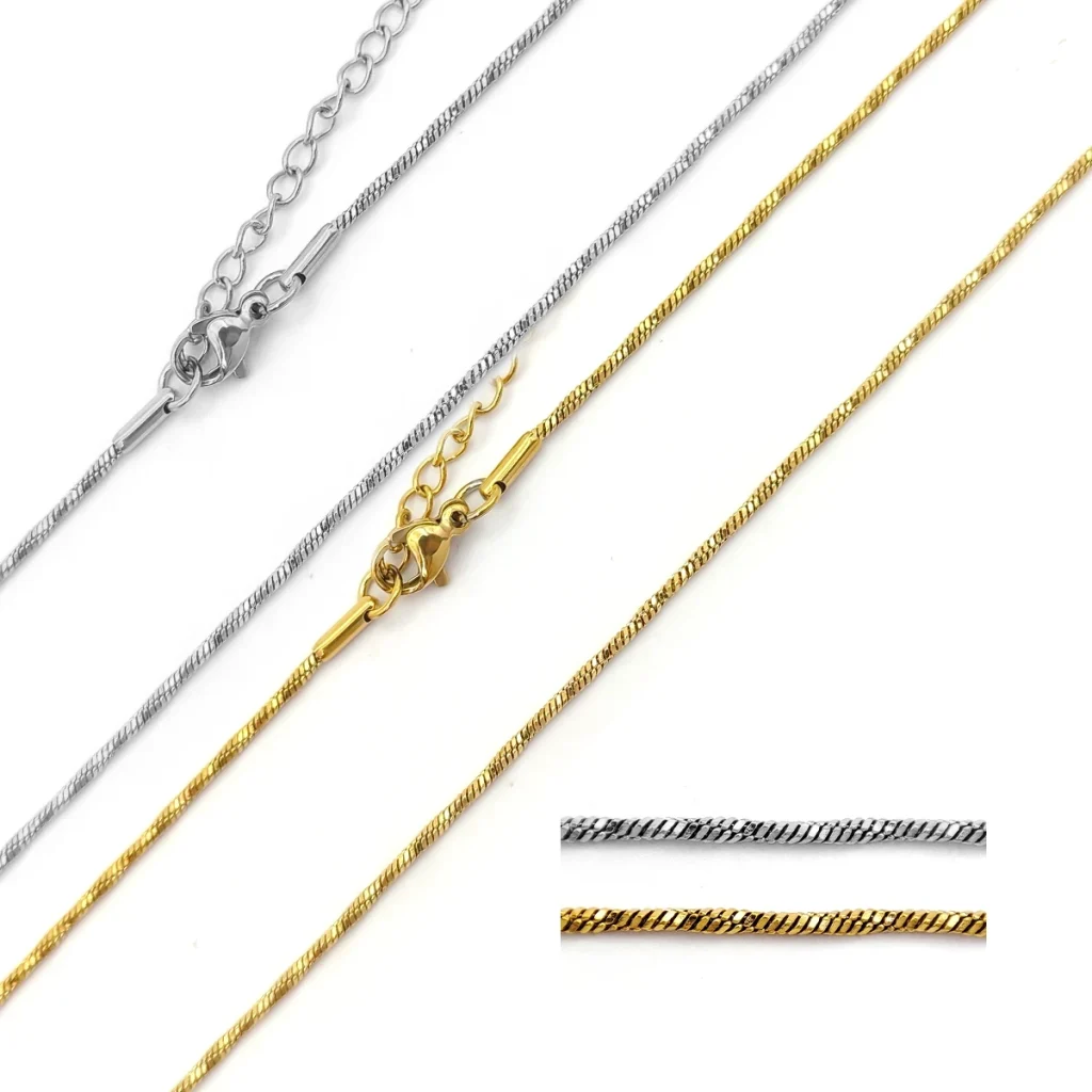 Cadena Acero Cola de Rata Cuadrada Delgada Torcida 1.2 mm