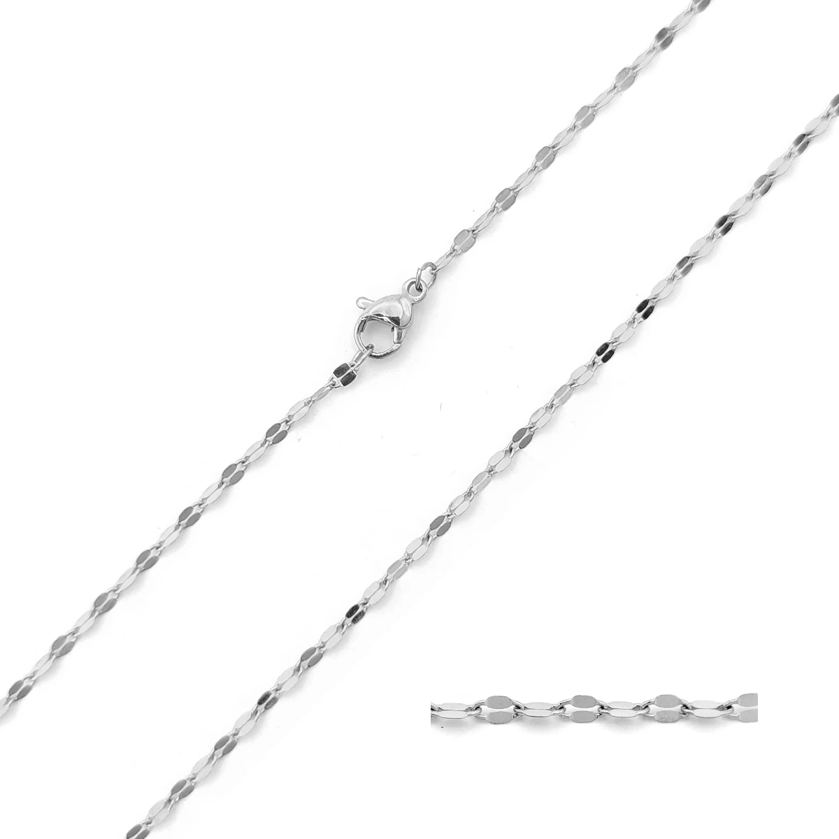 Cadena Acero Delgada Eslabon Petatillo Dos Petalos 2 mm 1