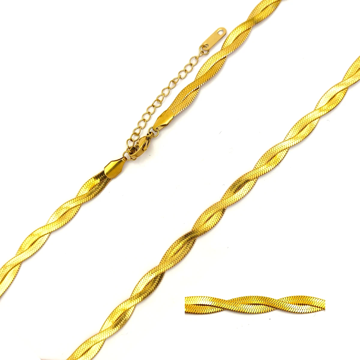 Cadena Acero Doble Panza de VIbora Planchada Trenzada 1