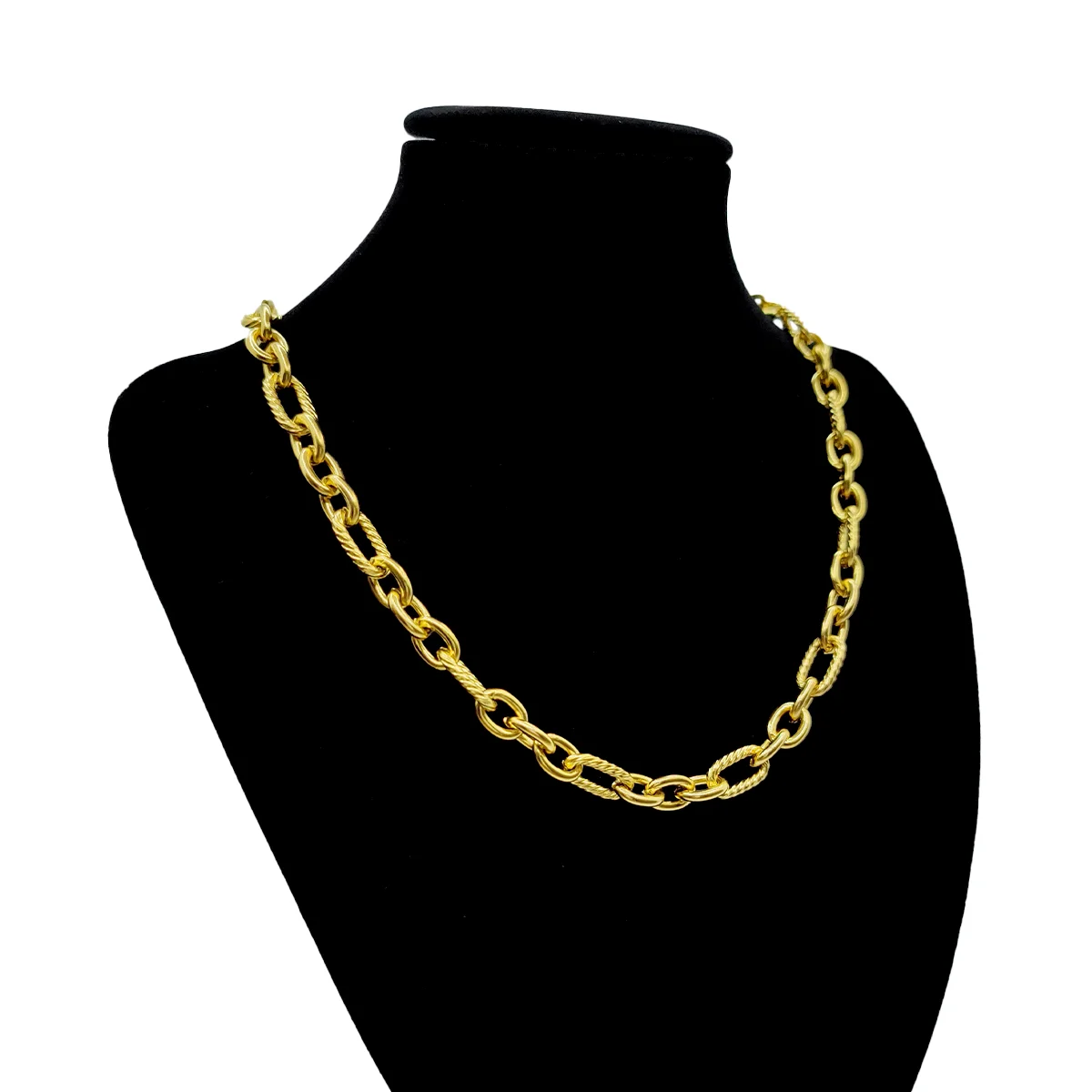 Cadena Acero Dorado Eslabon 3x1 Torcido Liso Broche Barra 1