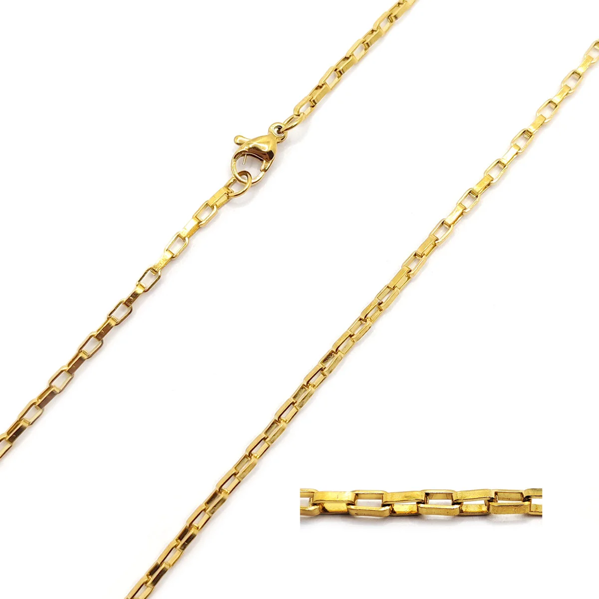 Cadena Acero Dorado Eslabon Diseno Rectangular Moderno 1