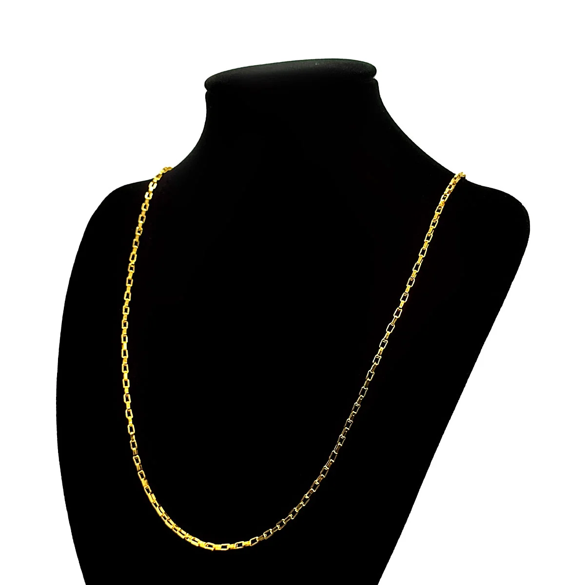 Cadena Acero Dorado Eslabon Diseno Rectangular Moderno 2