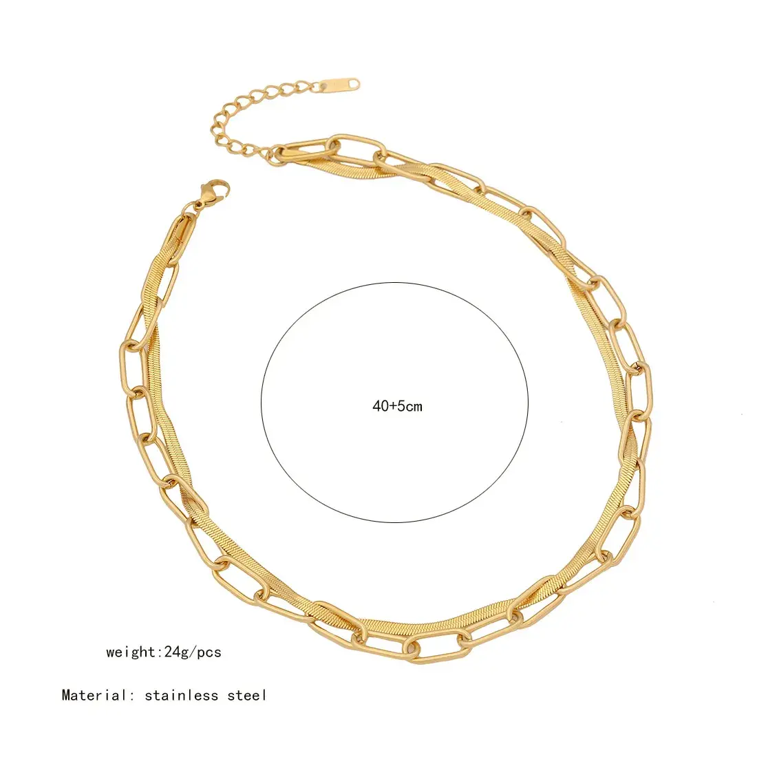 Cadena Acero Dorado Eslabon Largo Planchada Etrelazada 1 1