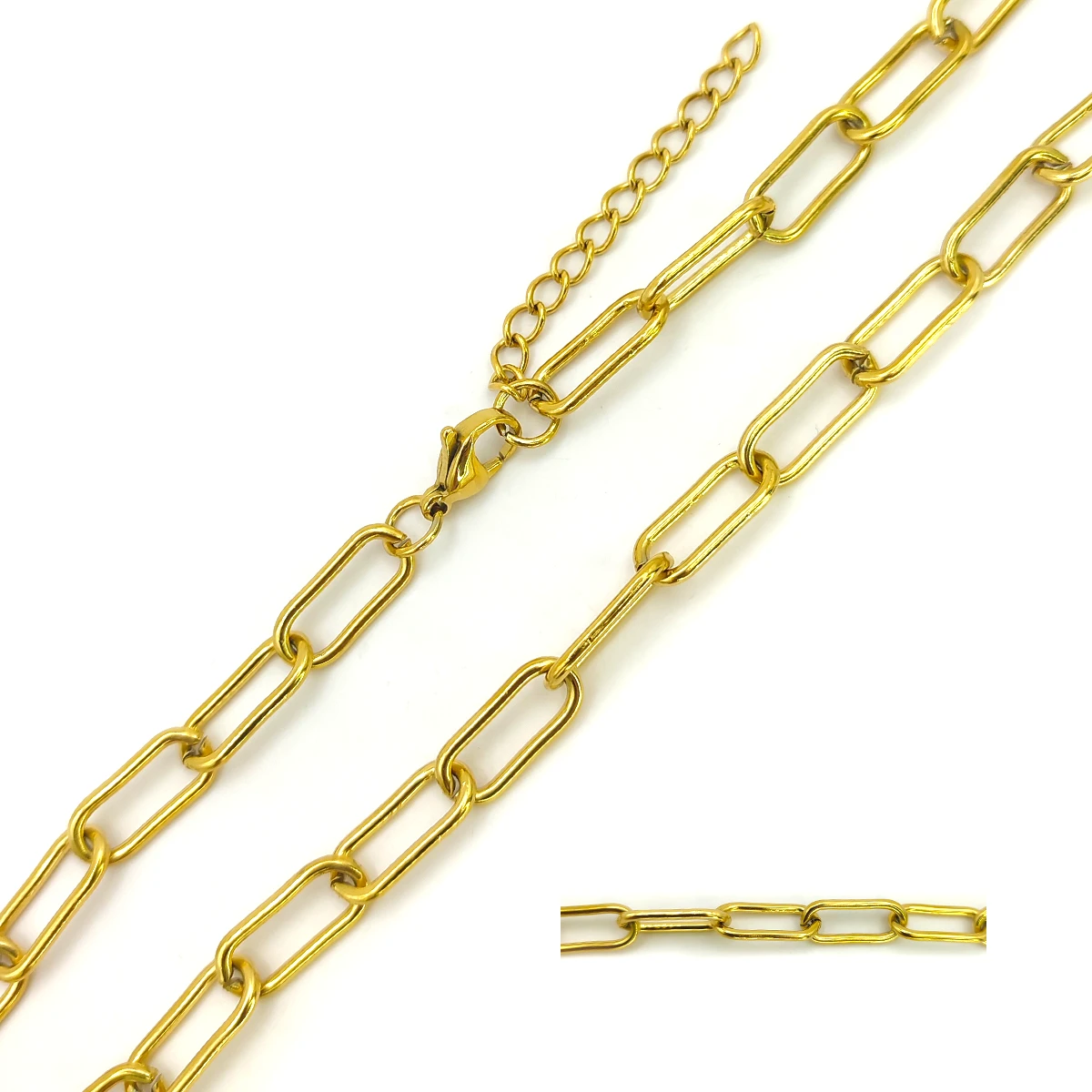 Cadena Acero Dorado Eslabon Oval Largo Delgado 1