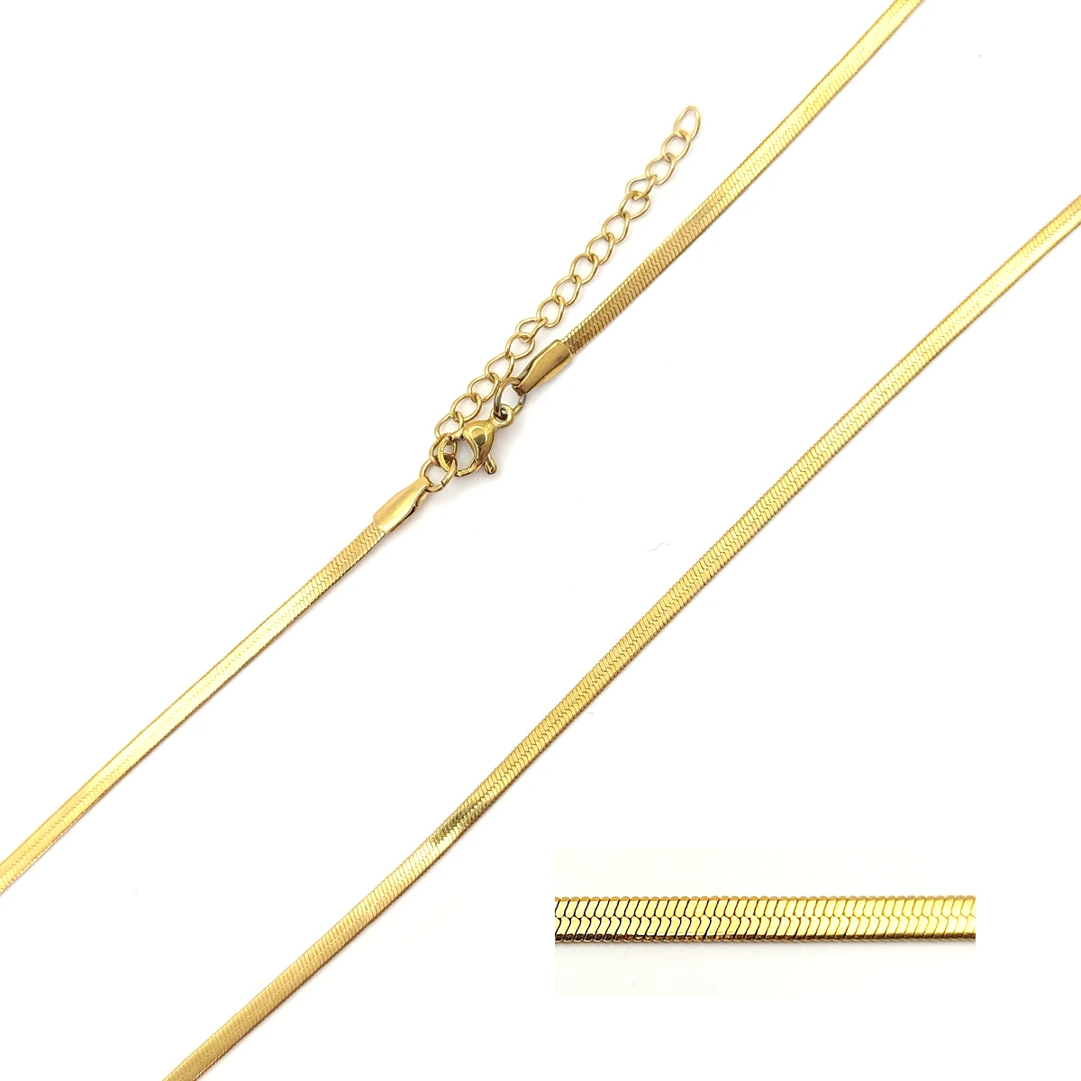 Cadena Acero Dorado Planchada Panza de Vibora Slim 2.5 mm 1