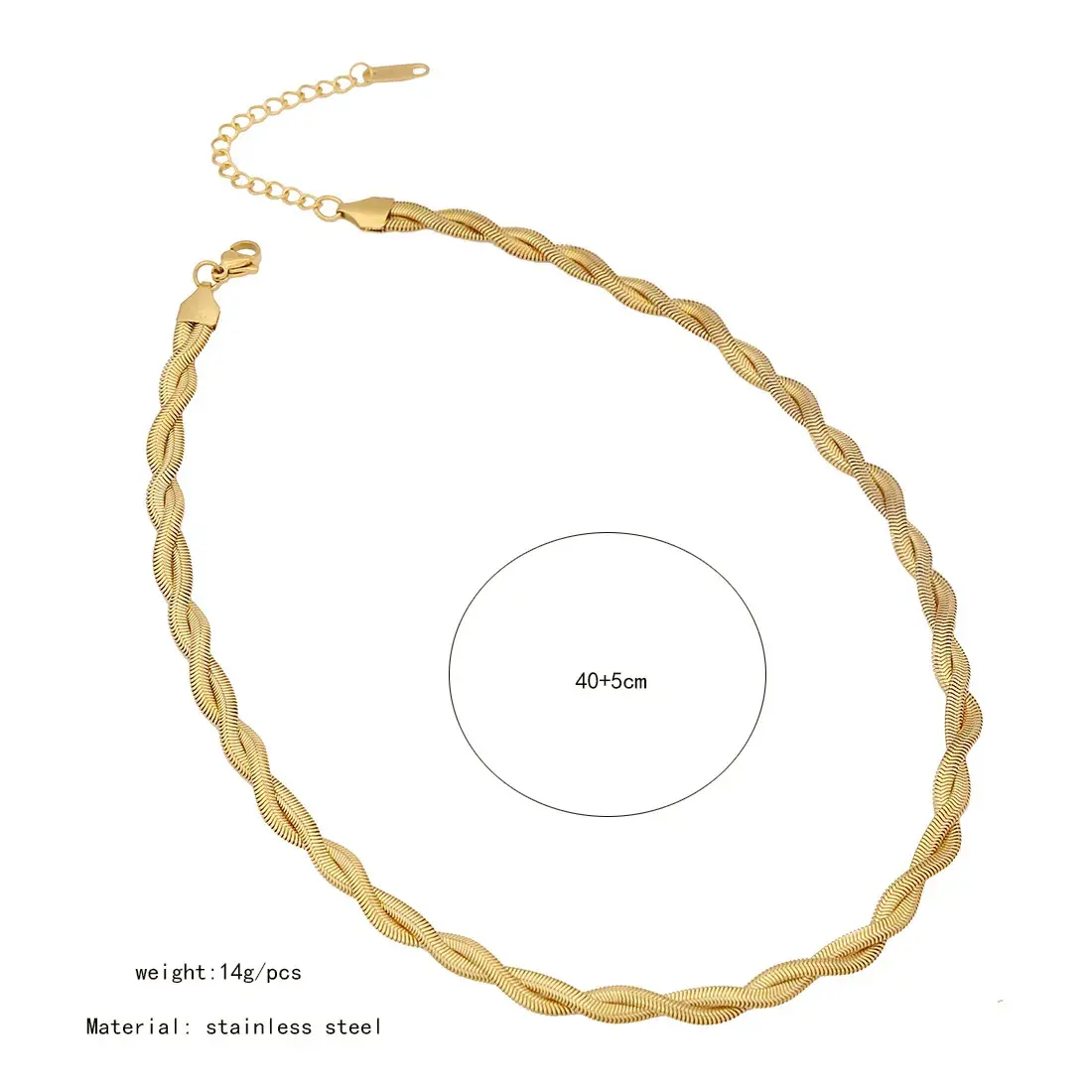 Cadena Acero Dorado Trenzada Doble Panza de Vibora Gruesa 1