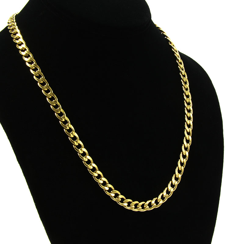 Cadena Acero Inox Dorado Barbada Lisa 7mm x 50cm 2