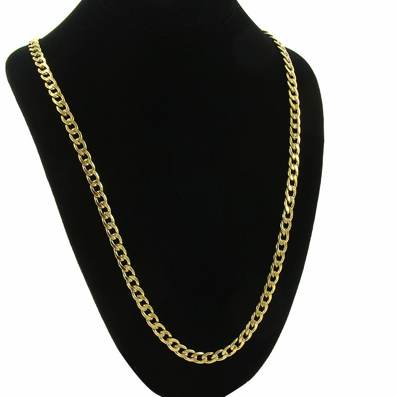 Cadena Acero Inox Dorado Bilboa Eslabon Corto 7mm x 70cm 2