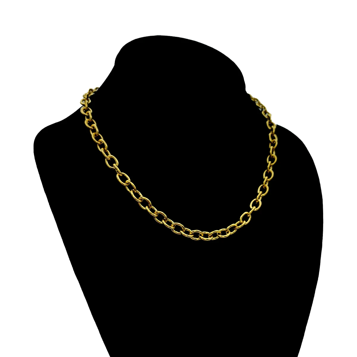 Cadena Acero Inox Dorado Choker Eslabon Ovalado 6 mm 1