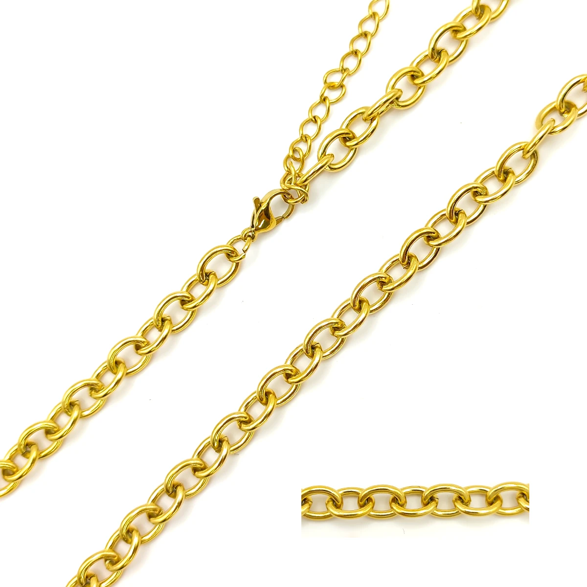 Cadena Acero Inox Dorado Choker Eslabon Ovalado 6 mm 2