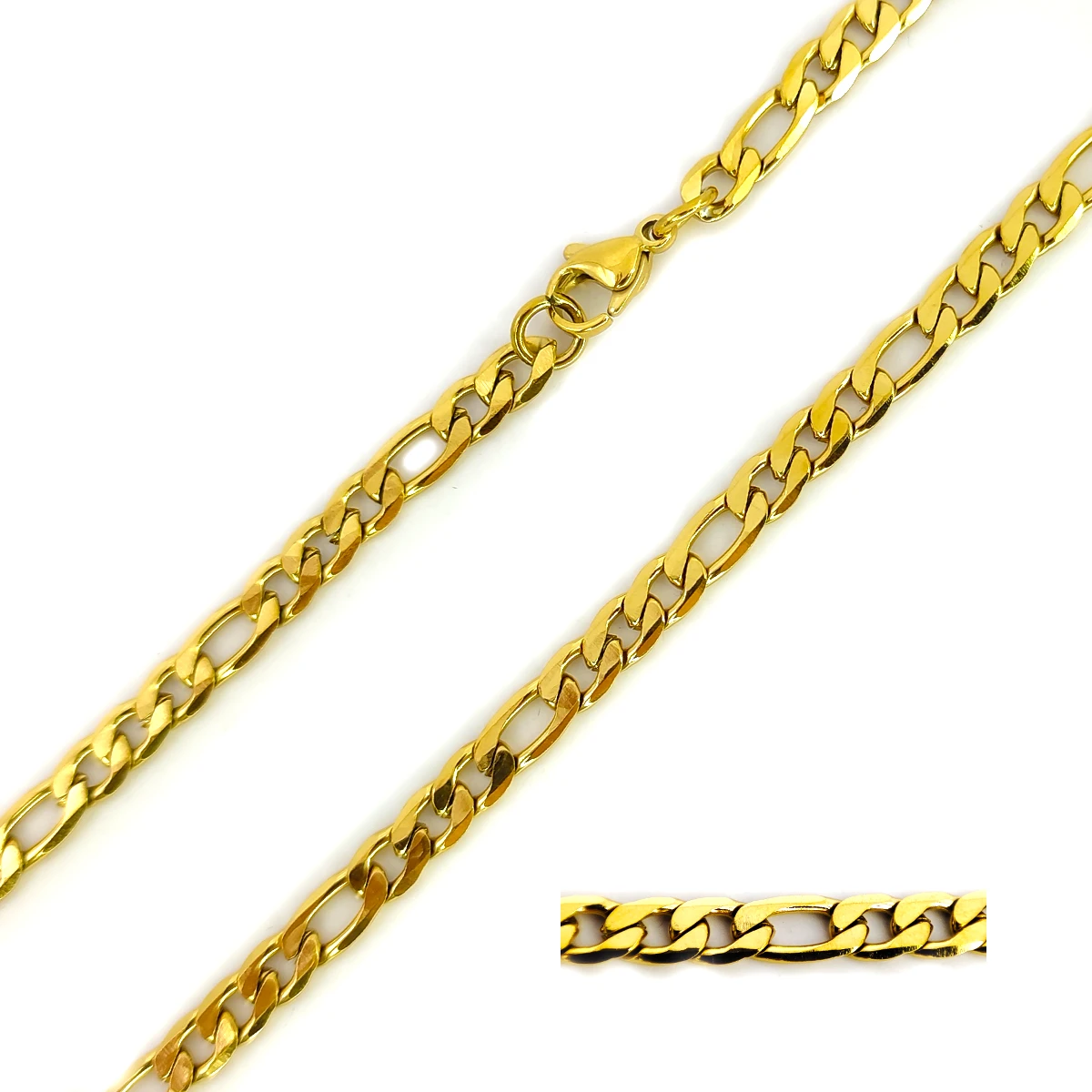 Cadena Acero Inox Dorado Eslabon 3x1 Pulido Brillante 2