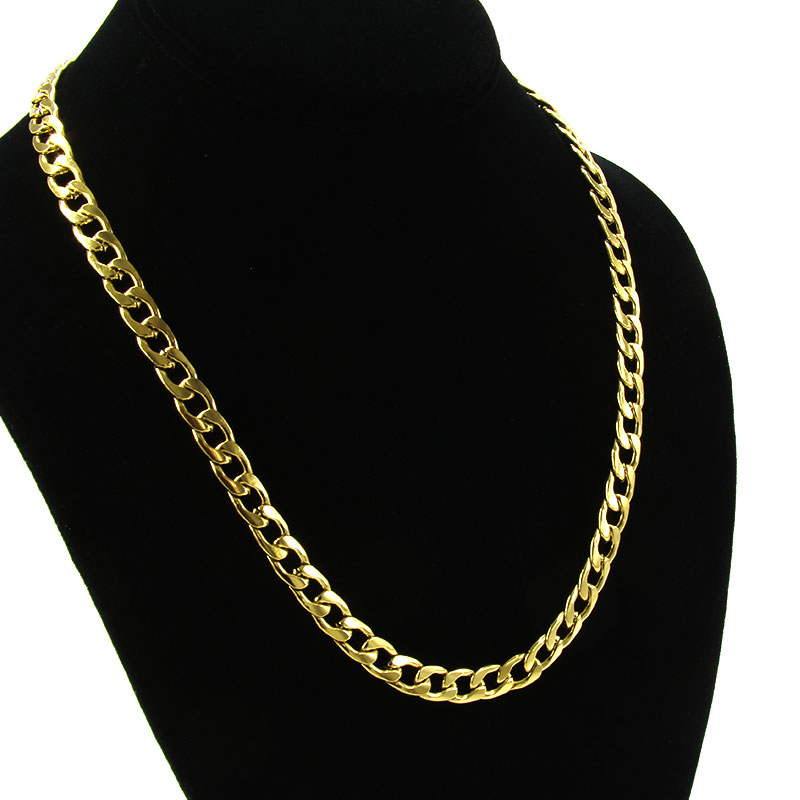 Cadena Acero Inox Dorado Eslabon Cubano 6mm x 50cm 2