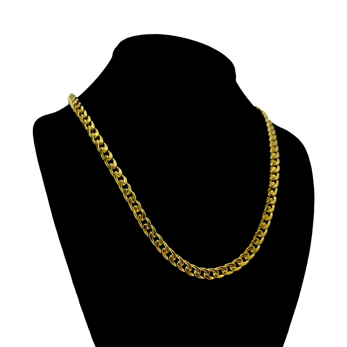 Cadena Acero Inox Dorado Eslabon Cubano Pulido 7mmx60cm 2