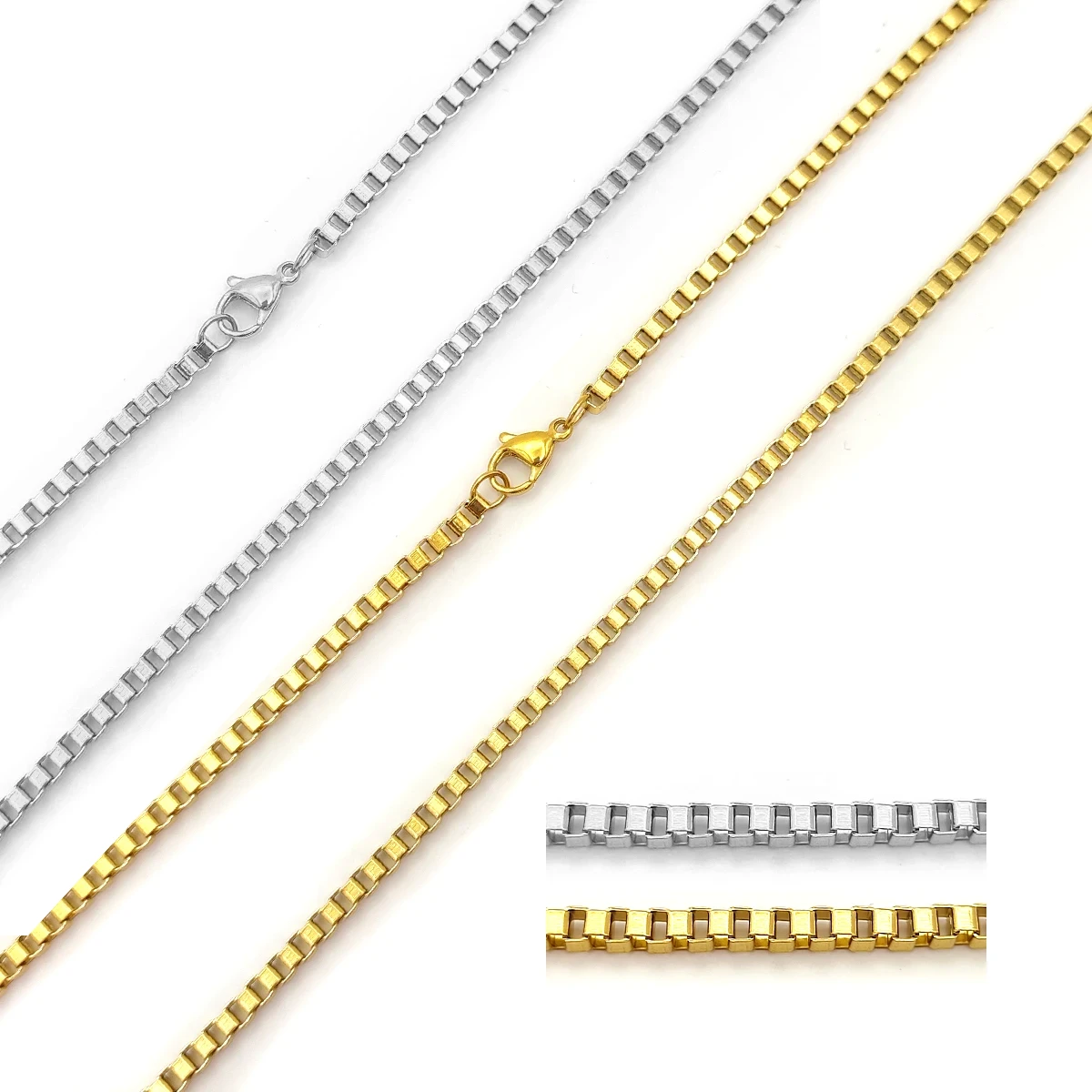 Cadena Acero Inox Eslabon Caja Cuadrado Casual 3 mm 7