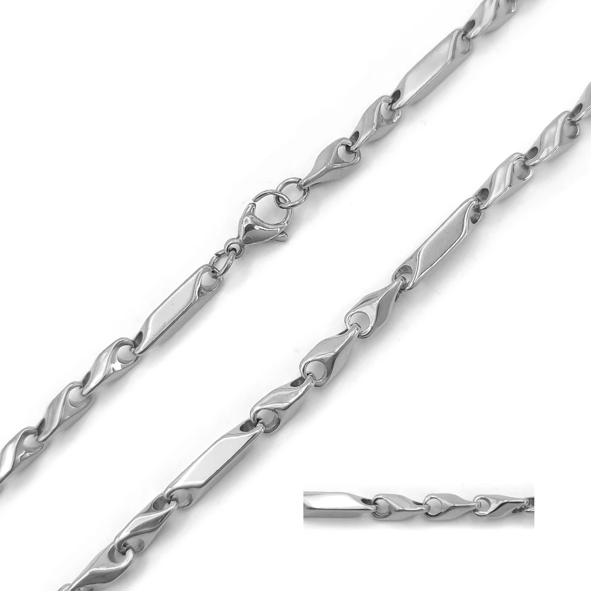 Cadena Acero Inox Pilares Gruesos Lisos Pulidos 3x1 4