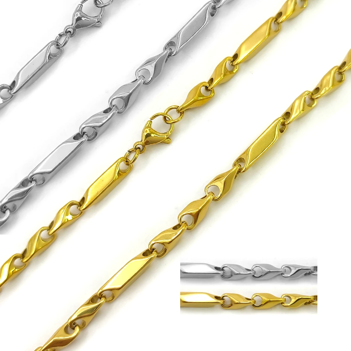 Cadena Acero Inox Pilares Gruesos Lisos Pulidos 3x1 5