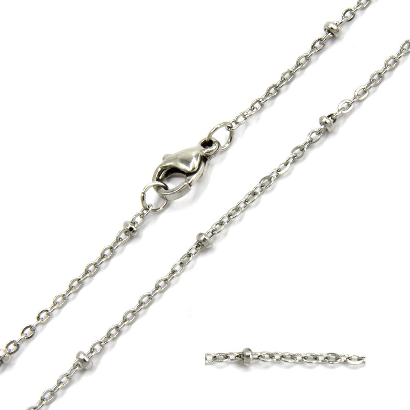 Cadena Acero Inox Plateado Balin Sencilla 2mm x 50cm