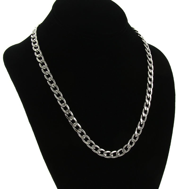 Cadena Acero Inox Plateado Barbada Lisa 6mm x 50cm 2