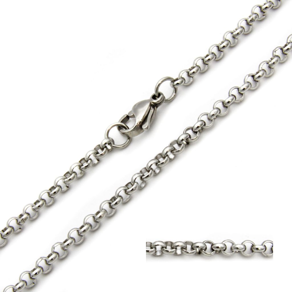 Cadena Acero Inox Plateado Eslabon Circular 3 mm x 50cm