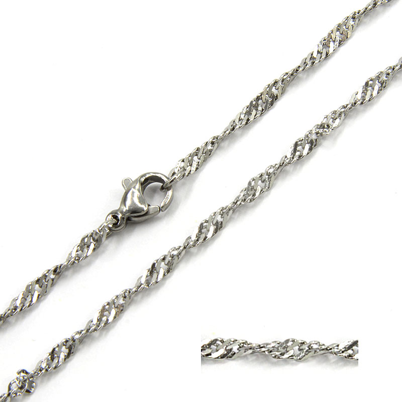 Cadena Acero Inox Plateado Tejido Twister 2mm x 46cm