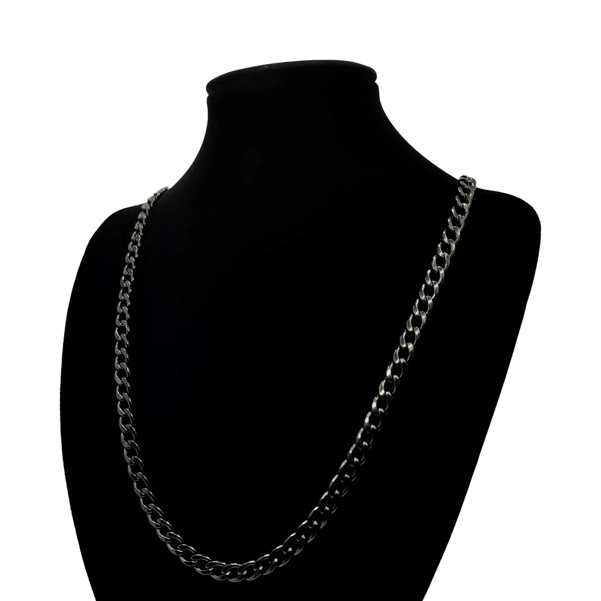 Cadena Acero Inoxidable Negro Eslabon Cubano 6mm x 60cm 2