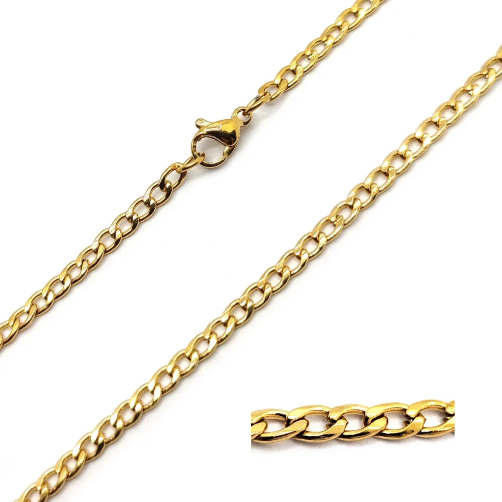 Cadena Acero Inoxidable Plateado Eslabon Barbado Pequeno