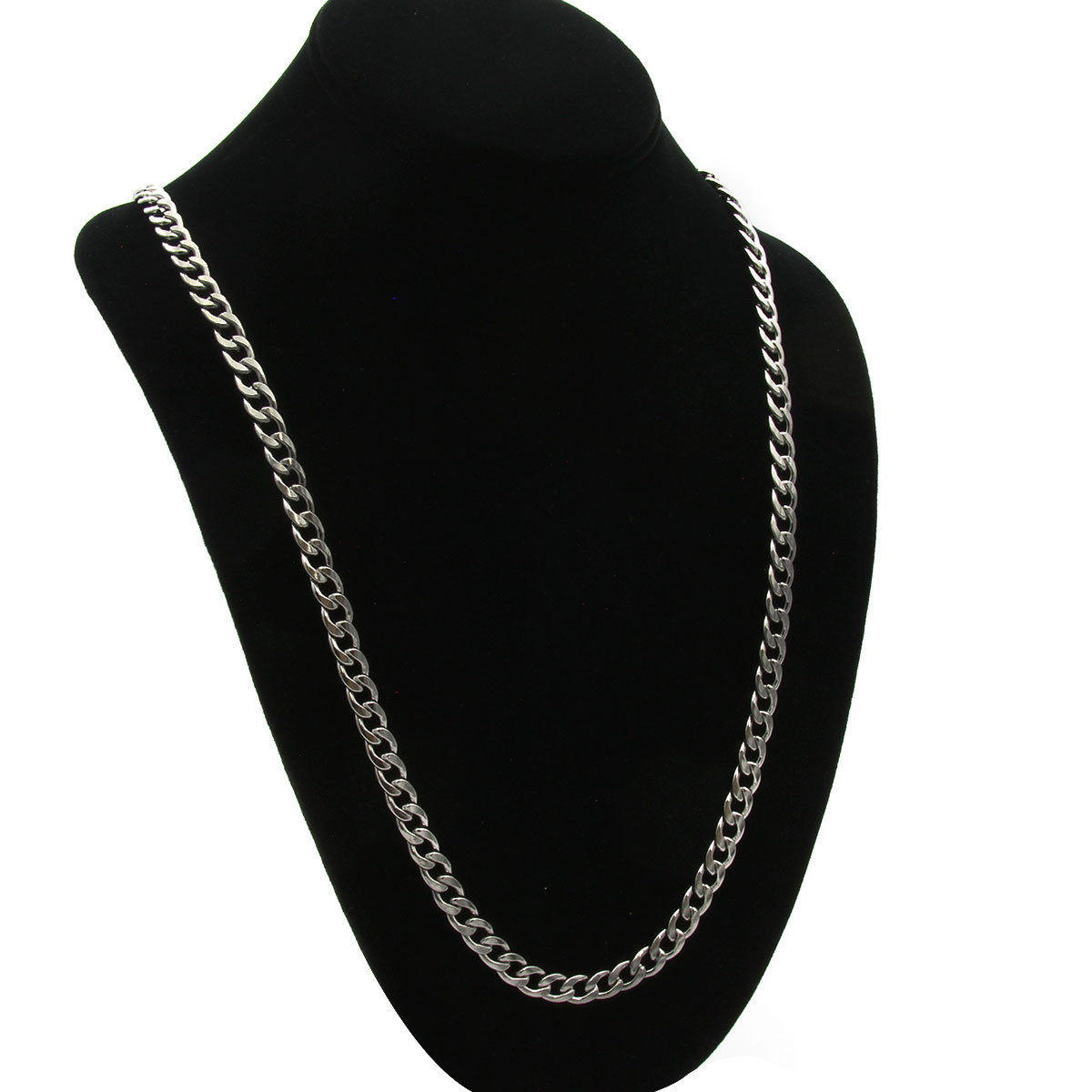 Cadena Acero Inoxidable Plateado Eslabon Cubano 7mmx 70cm 2