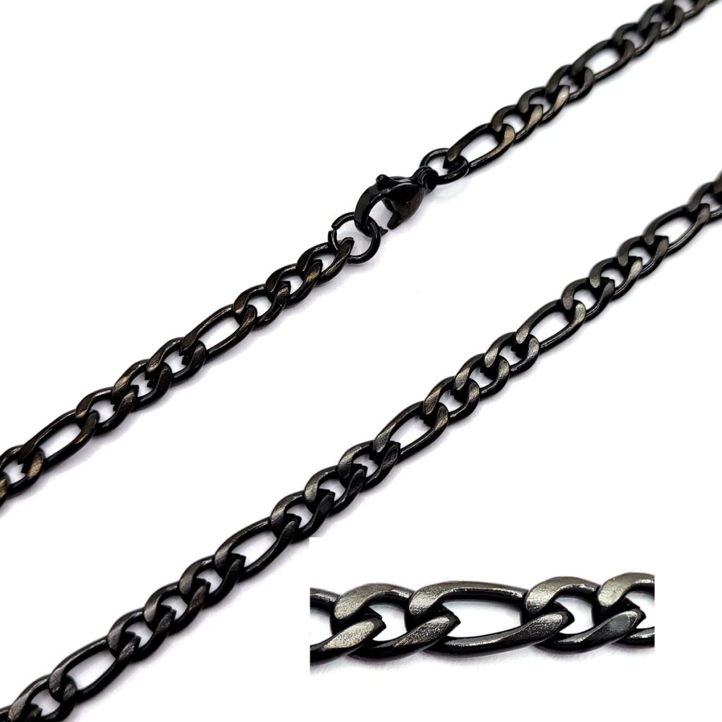 Cadena Acero Negro Moda Simple Eslabon Planchada 4mmx68cm