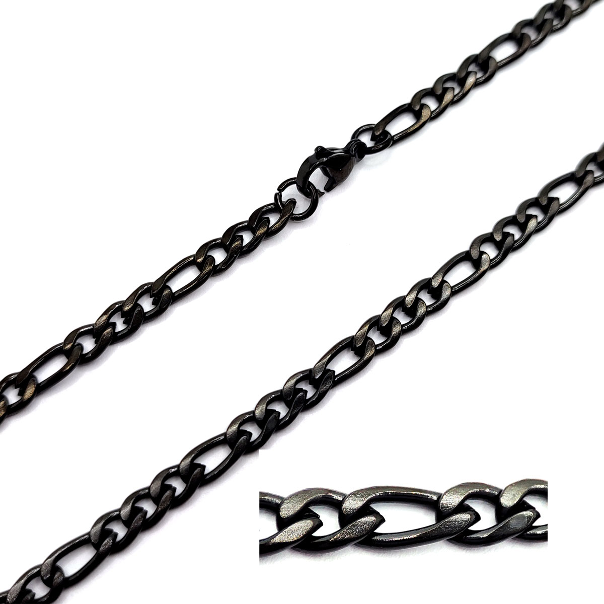 Cadena Acero Negro Moda Simple Eslabon Planchada