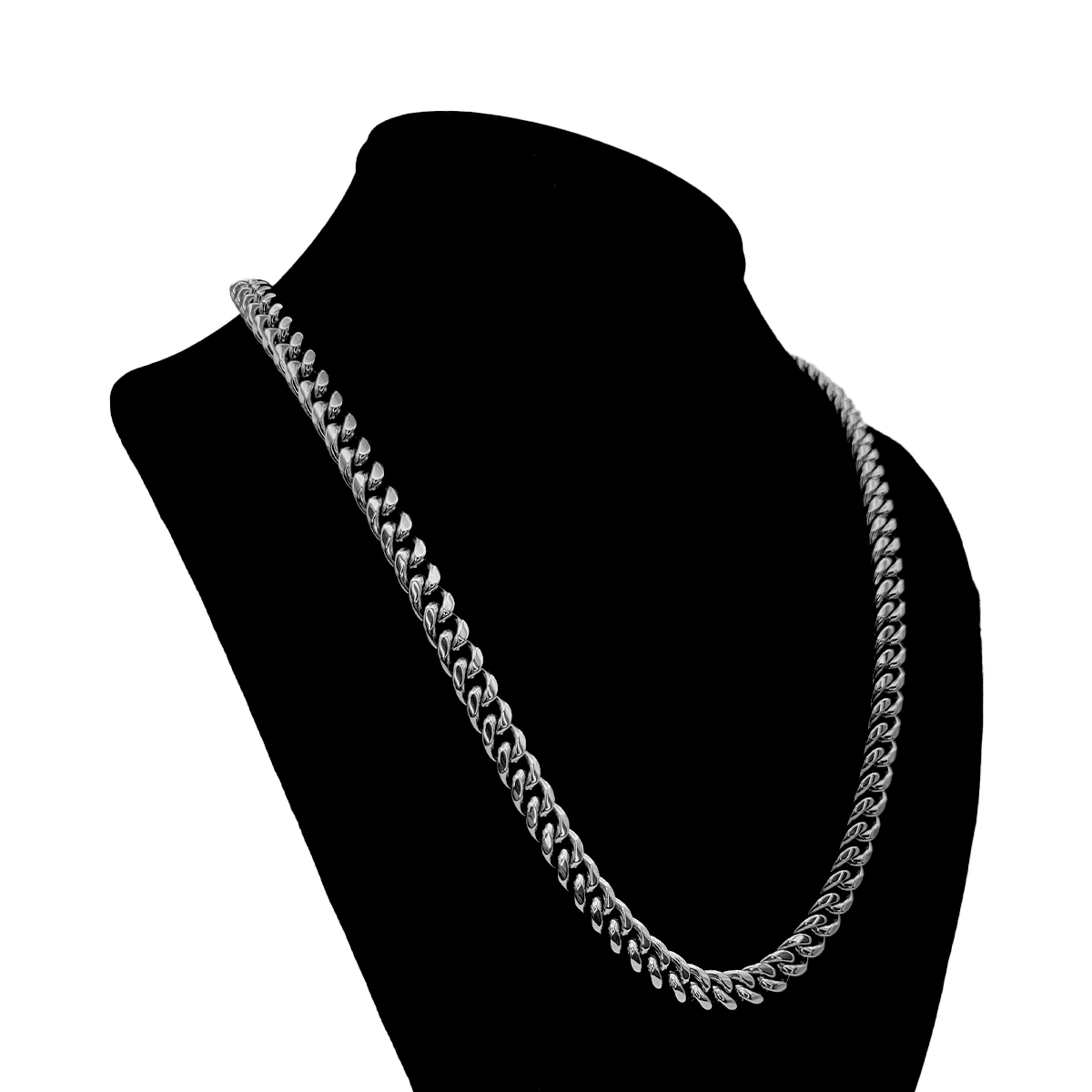 Cadena Acero Plateado Cubana 8 mm Broche Moderno 2