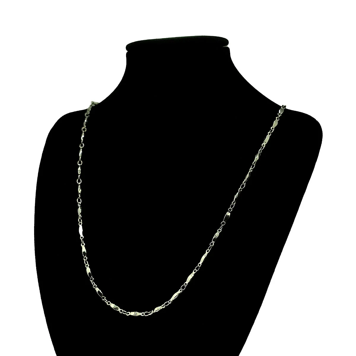 Cadena Acero Plateado Eslabon Tipo Arroz Elegante Moderna 2