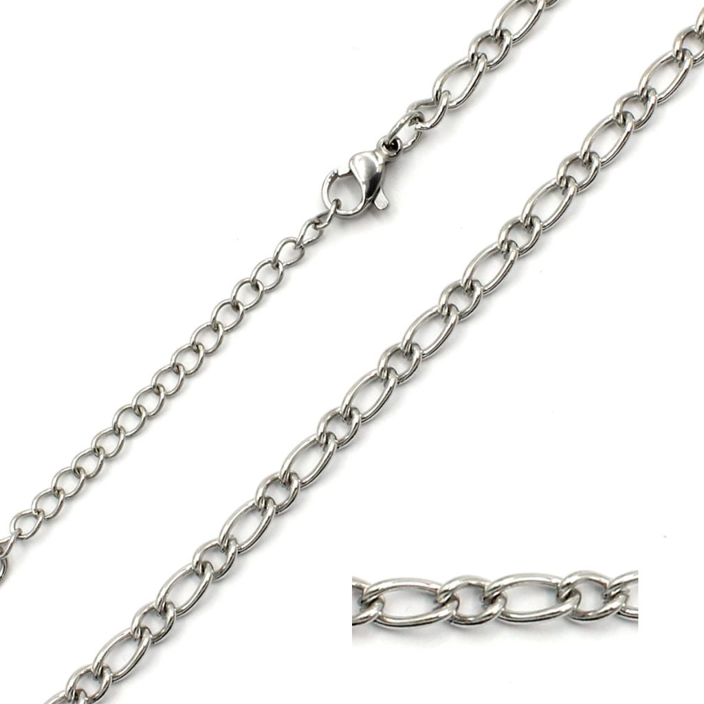 Cadena Acero Plateado Estilo Choker Eslabon Ovalado