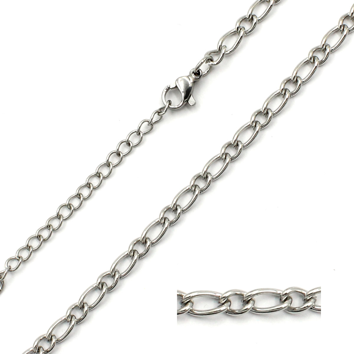 Cadena Acero Plateado Estilo Choker Eslabon Ovalado