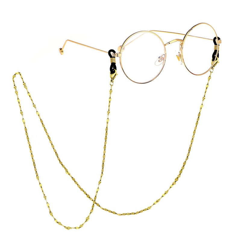 Cadena Lentes Acero Inoxidable Dorado Rectangular 2mm