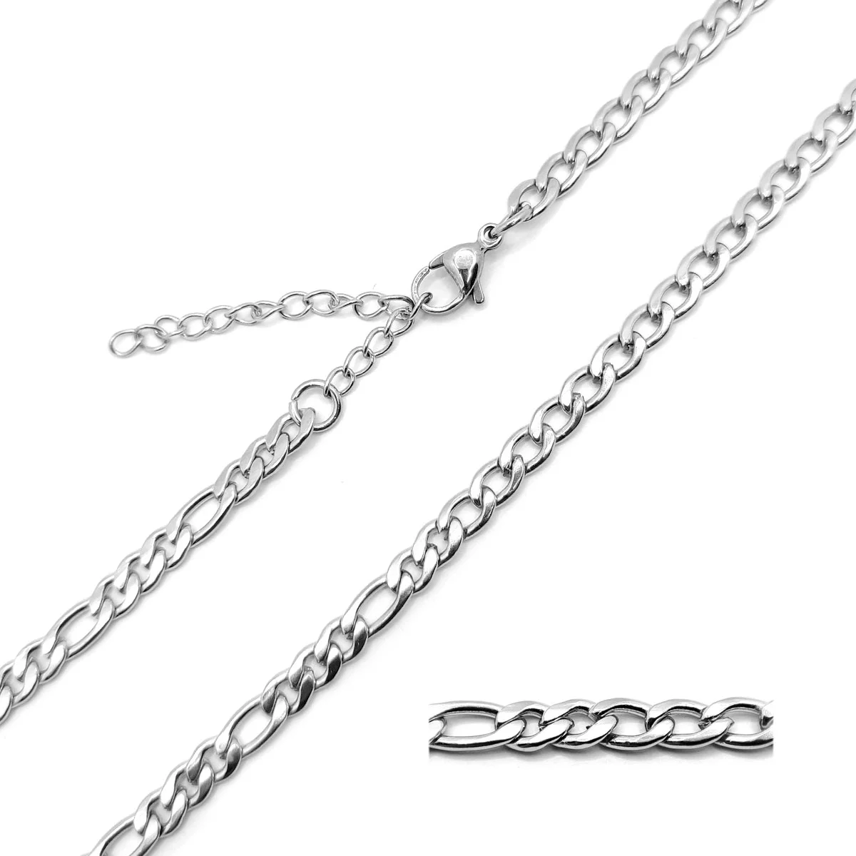 Cadena de Acero Inoxidable Plateado Tipo Choker con Eslabon 3x1 1