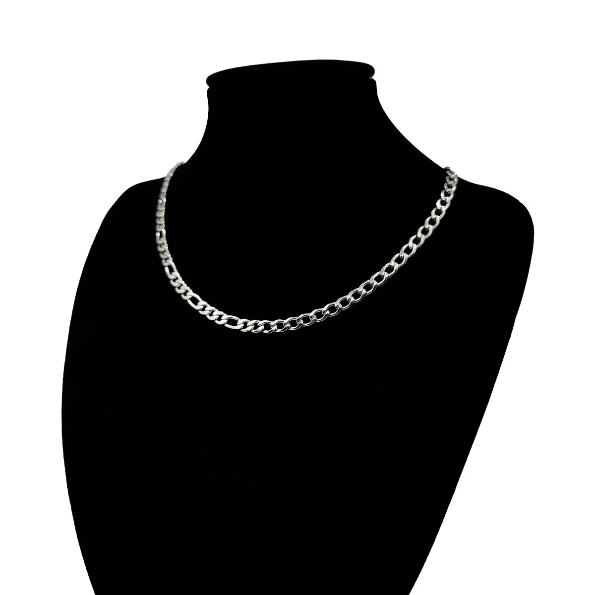 Cadena de Acero Inoxidable Plateado Tipo Choker con Eslabon 3x1 2