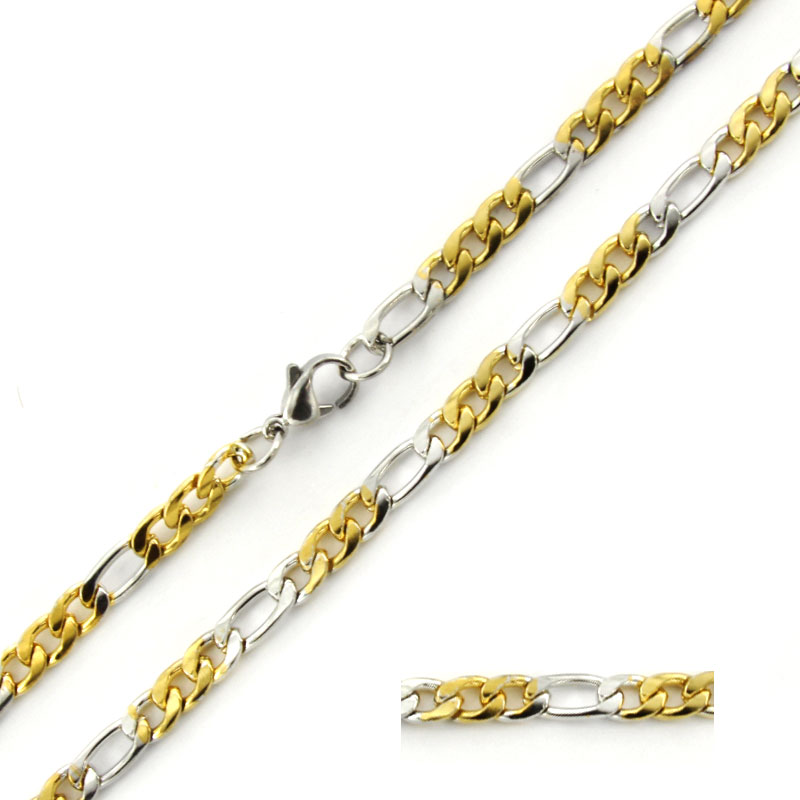 Cadena eslabon dorada y plateada 12