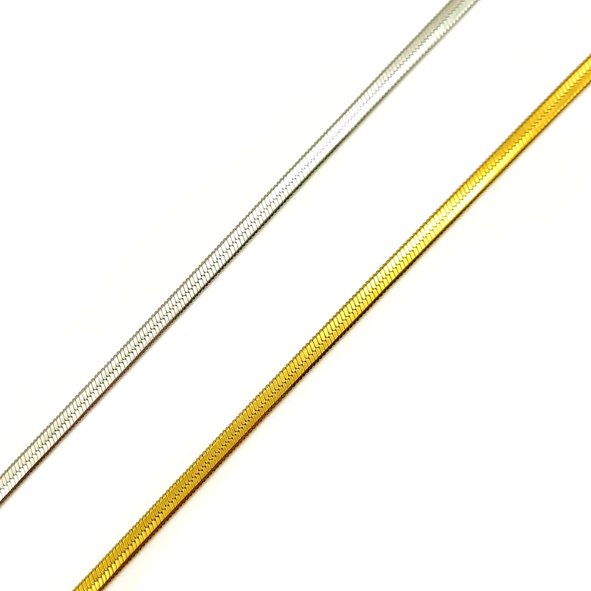 Collar Acero Bicolor Doble Cadena Planchada Panza de Vibora 1