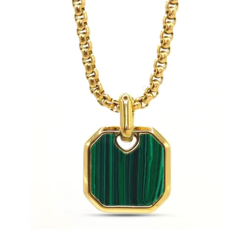 Collar-Acero-Cadena-Redonda-Malaquita-Cuadrado-Moderno-1.webp