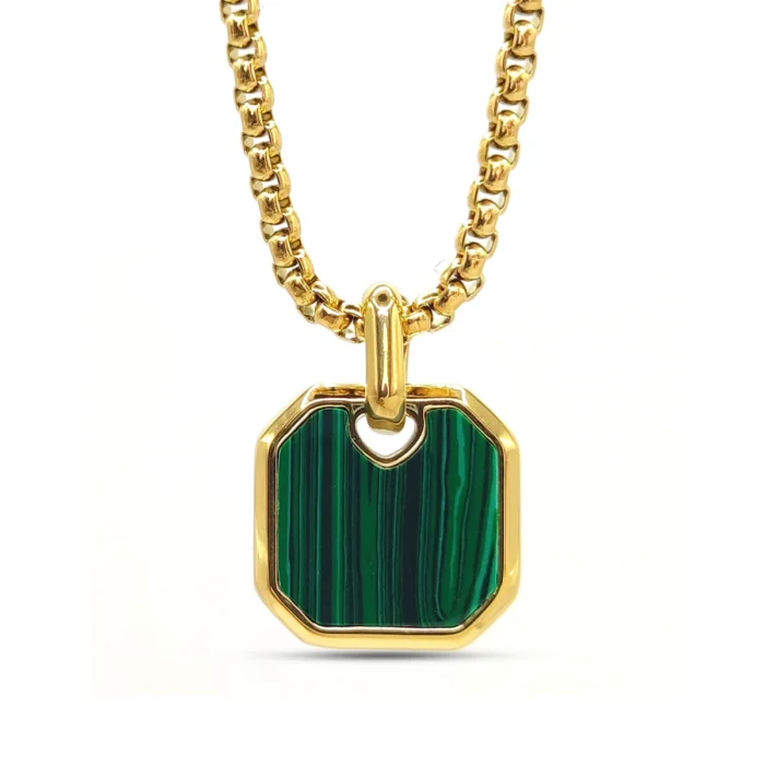Collar-Acero-Cadena-Redonda-Malaquita-Cuadrado-Moderno-1.webp