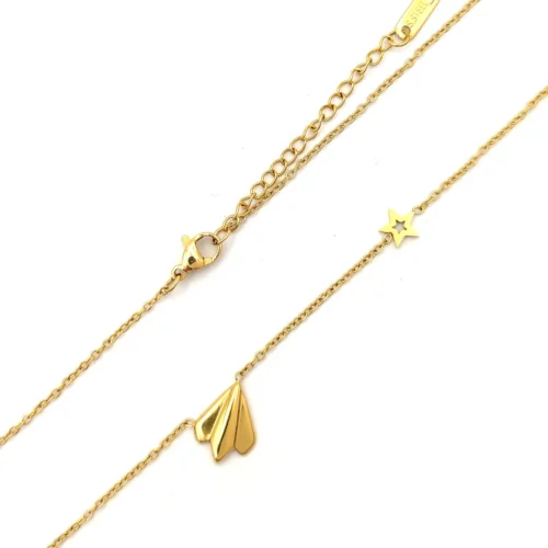 Collar-Acero-Dorado-Avion-de-Papel-Origami-y-Estrella-3.webp