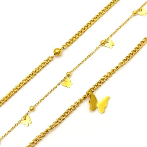 Collar-Acero-Dorado-Cadena-Triple-Colgantes-Mariposas-3.webp
