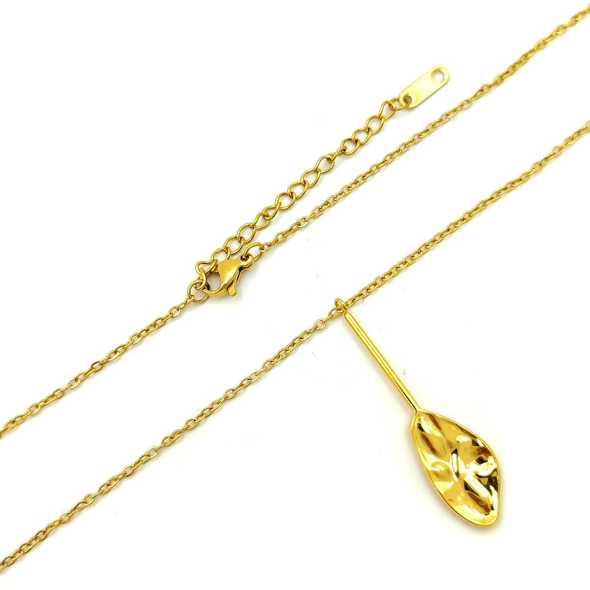 Collar Acero Dorado Corbatero Gota Iregular Martillada 3