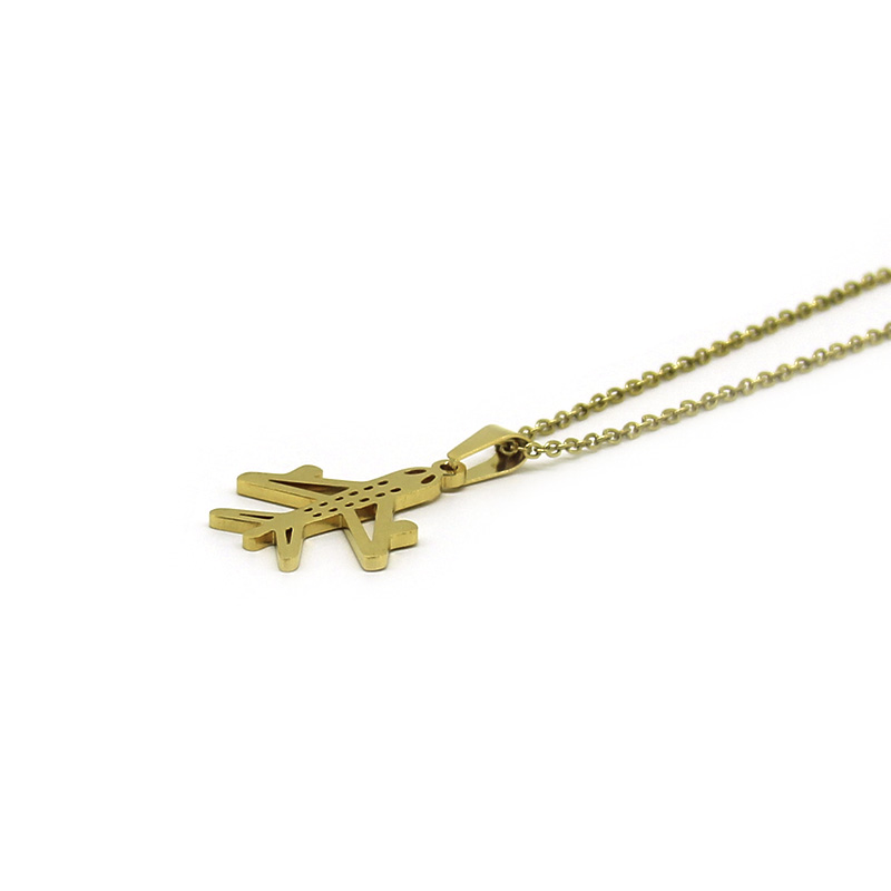 Collar Acero Dorado Dije Avion