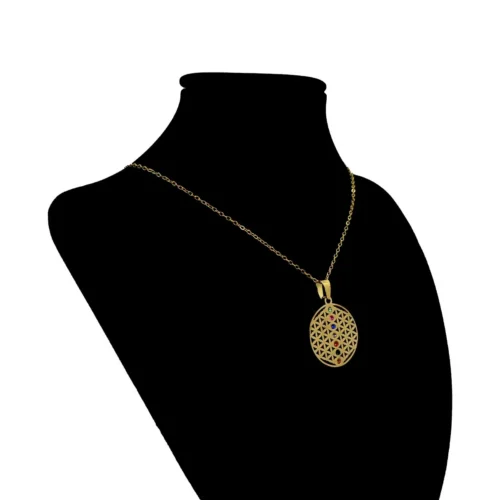 Collar-Acero-Dorado-Flor-de-la-Vida-Cristales-7-Chakras-1.webp