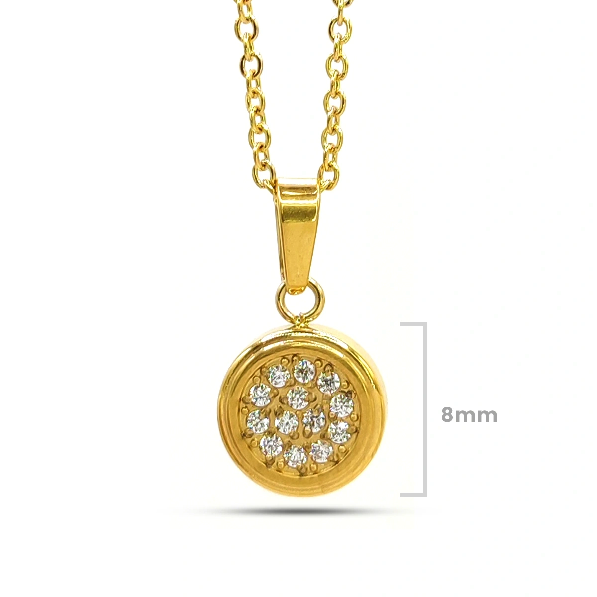 Collar Acero Dorado Mini Circulo Cristales Elegante 3