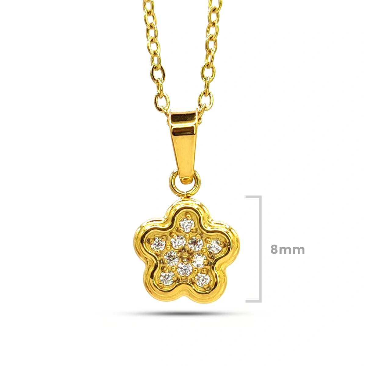 Collar Acero Dorado Mini Flor Cristales Elegante 3